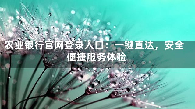 农业银行官网登录入口：一键直达，安全便捷服务体验