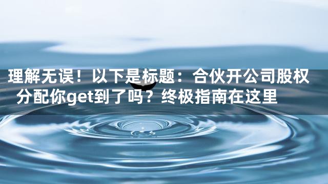 理解无误！以下是标题：合伙开公司股权分配你get到了吗？终极指南在这里