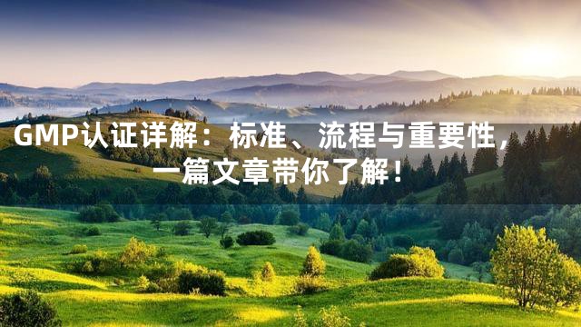 GMP认证详解：标准、流程与重要性，一篇文章带你了解！