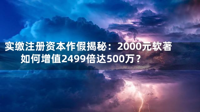 实缴注册资本作假揭秘：2000元软著如何增值2499倍达500万？