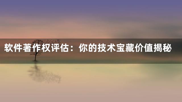 软件著作权评估：你的技术宝藏价值揭秘