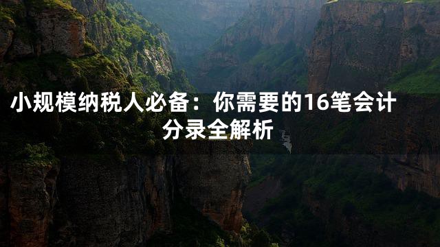 小规模纳税人必备：你需要的16笔会计分录全解析