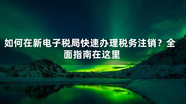 如何在新电子税局快速办理税务注销？全面指南在这里