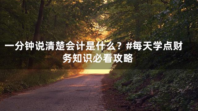 一分钟说清楚会计是什么？#每天学点财务知识必看攻略