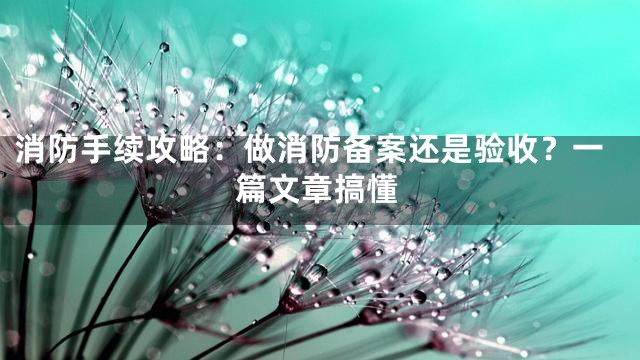 消防手续攻略：做消防备案还是验收？一篇文章搞懂
