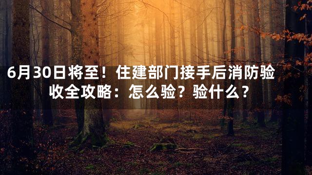 6月30日将至！住建部门接手后消防验收全攻略：怎么验？验什么？