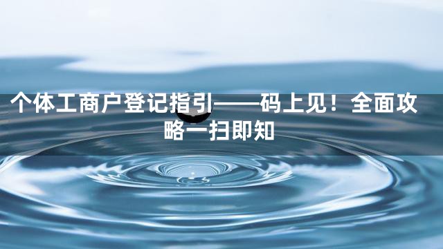 个体工商户登记指引——码上见！全面攻略一扫即知
