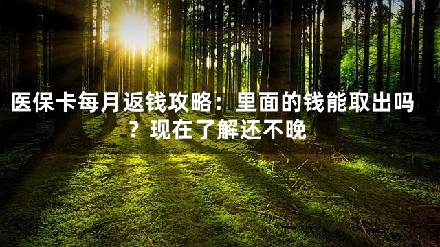 医保卡每月返钱攻略：里面的钱能取出吗？现在了解还不晚