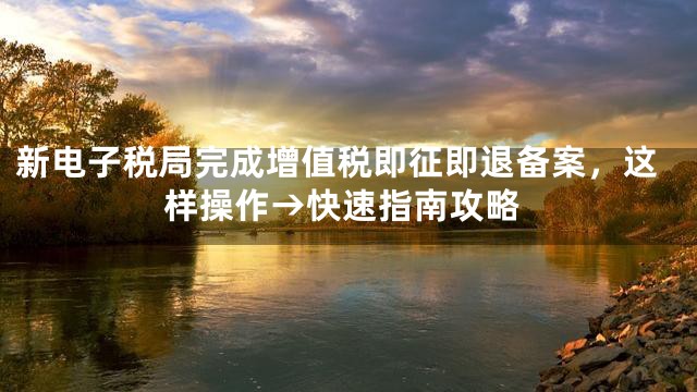 新电子税局完成增值税即征即退备案，这样操作→快速指南攻略