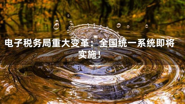 电子税务局重大变革：全国统一系统即将实施！