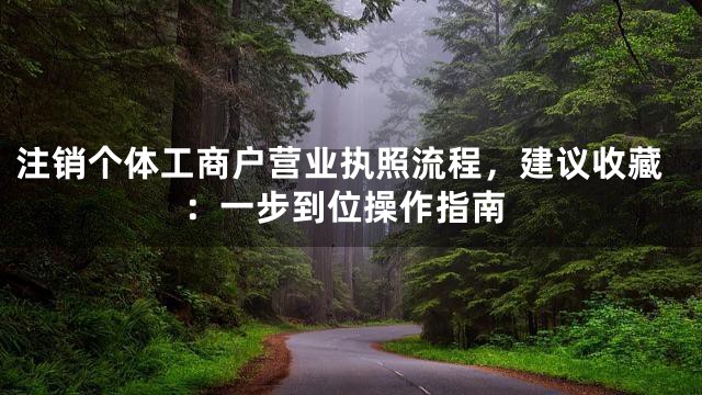 注销个体工商户营业执照流程，建议收藏：一步到位操作指南