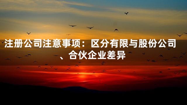 注册公司注意事项：区分有限与股份公司、合伙企业差异