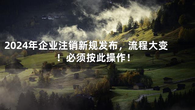 2024年企业注销新规发布，流程大变！必须按此操作！