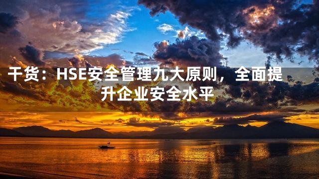 干货：HSE安全管理九大原则，全面提升企业安全水平