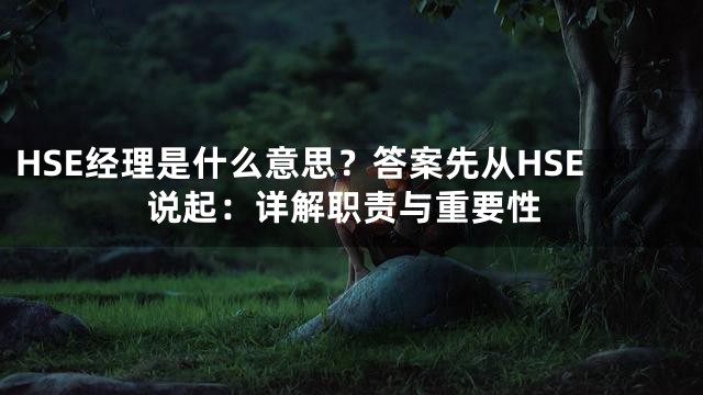 HSE经理是什么意思？答案先从HSE说起：详解职责与重要性