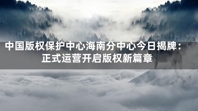 中国版权保护中心海南分中心今日揭牌：正式运营开启版权新篇章