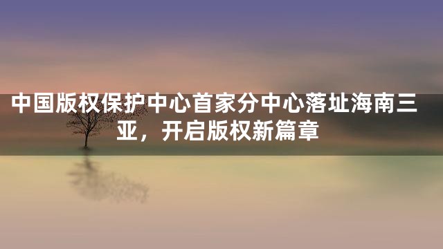 中国版权保护中心首家分中心落址海南三亚，开启版权新篇章