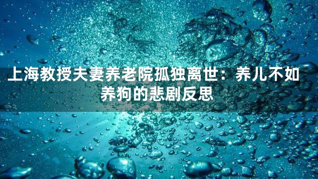 上海教授夫妻养老院孤独离世：养儿不如养狗的悲剧反思