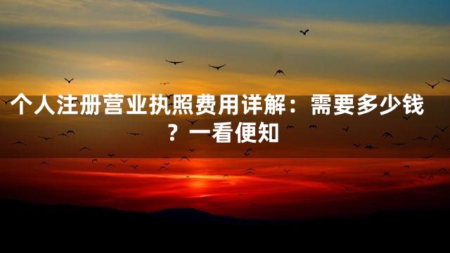 个人注册营业执照费用详解：需要多少钱？一看便知