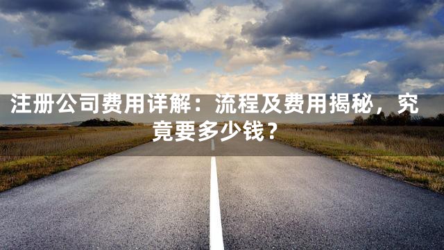 注册公司费用详解：流程及费用揭秘，究竟要多少钱？