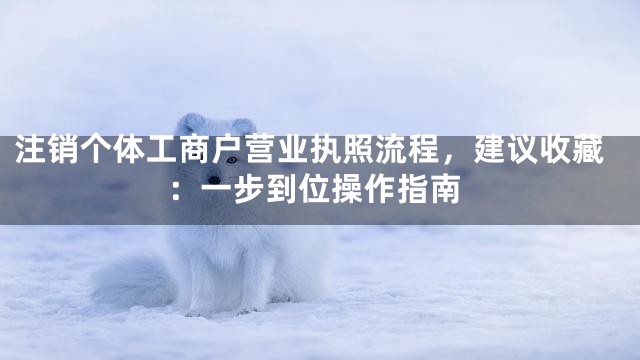 注销个体工商户营业执照流程，建议收藏：一步到位操作指南
