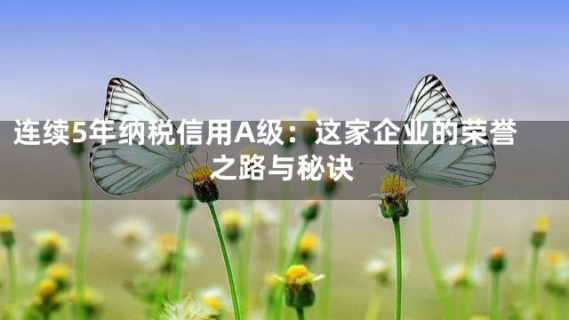 连续5年纳税信用A级：这家企业的荣誉之路与秘诀