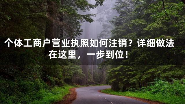 个体工商户营业执照如何注销？详细做法在这里，一步到位！