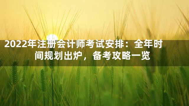 2022年注册会计师考试安排：全年时间规划出炉，备考攻略一览