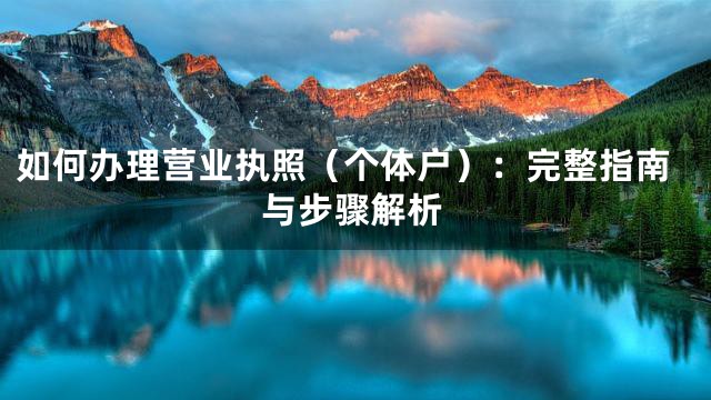 如何办理营业执照（个体户）：完整指南与步骤解析