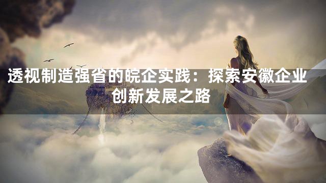 透视制造强省的皖企实践：探索安徽企业创新发展之路
