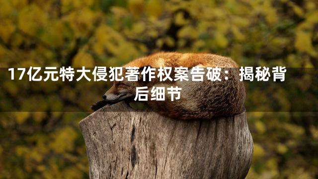17亿元特大侵犯著作权案告破：揭秘背后细节