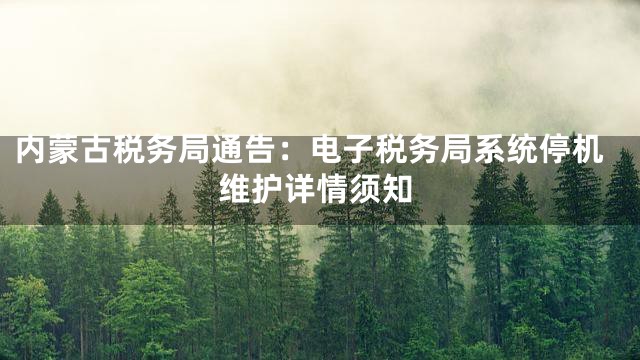 内蒙古税务局通告：电子税务局系统停机维护详情须知