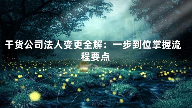 干货公司法人变更全解：一步到位掌握流程要点