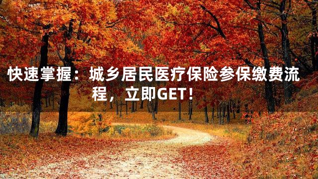 快速掌握：城乡居民医疗保险参保缴费流程，立即GET！