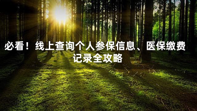 必看！线上查询个人参保信息、医保缴费记录全攻略