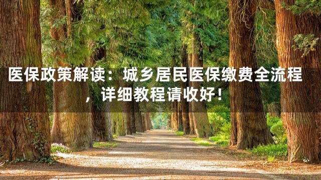 医保政策解读：城乡居民医保缴费全流程，详细教程请收好！