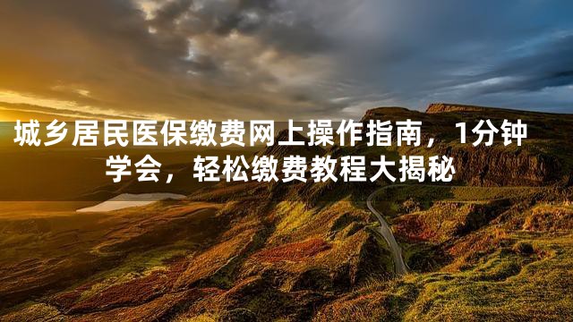 城乡居民医保缴费网上操作指南，1分钟学会，轻松缴费教程大揭秘