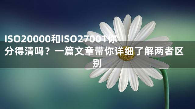 ISO20000和ISO27001你分得清吗？一篇文章带你详细了解两者区别