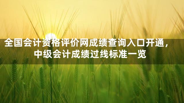全国会计资格评价网成绩查询入口开通，中级会计成绩过线标准一览