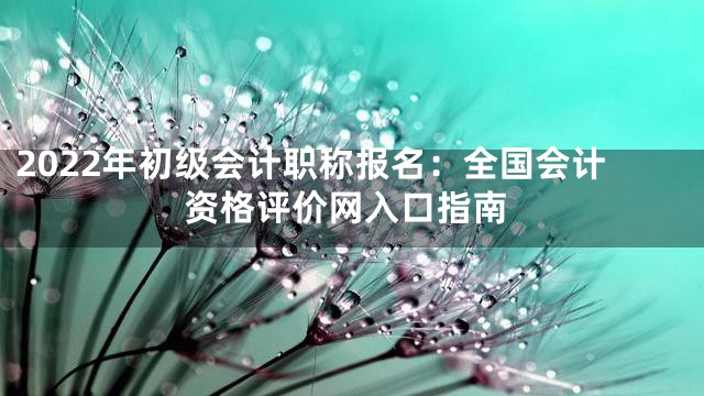 2022年初级会计职称报名：全国会计资格评价网入口指南