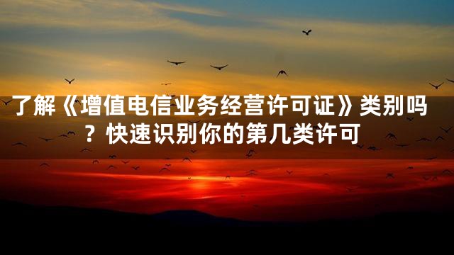 了解《增值电信业务经营许可证》类别吗？快速识别你的第几类许可
