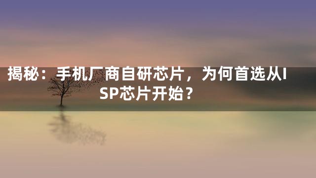 揭秘：手机厂商自研芯片，为何首选从ISP芯片开始？