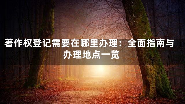著作权登记需要在哪里办理：全面指南与办理地点一览