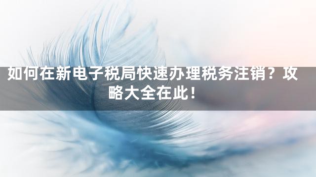 如何在新电子税局快速办理税务注销？攻略大全在此！