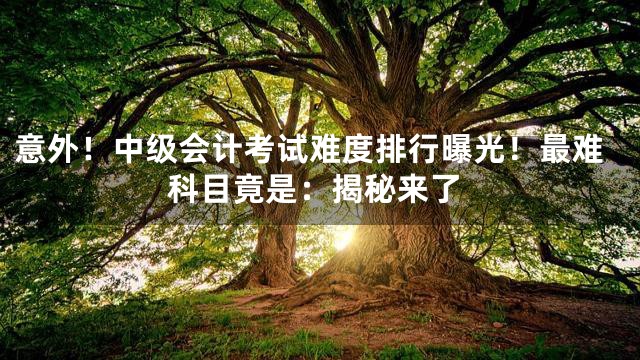 意外！中级会计考试难度排行曝光！最难科目竟是：揭秘来了
