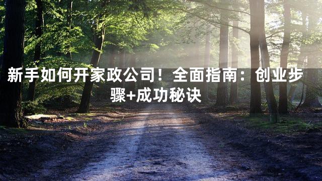 新手如何开家政公司！全面指南：创业步骤+成功秘诀