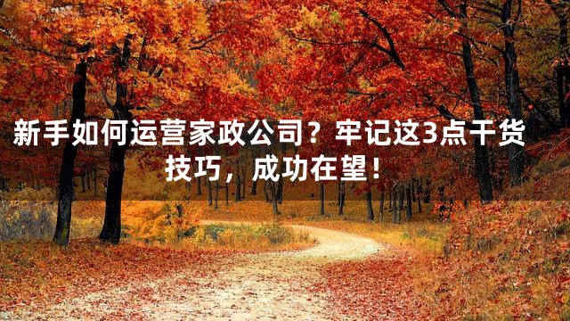 新手如何运营家政公司？牢记这3点干货技巧，成功在望！