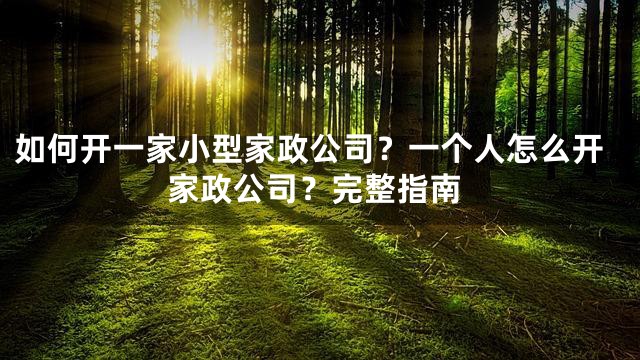 如何开一家小型家政公司？一个人怎么开家政公司？完整指南