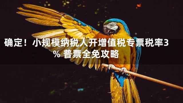 确定！小规模纳税人开增值税专票税率3% 普票全免攻略