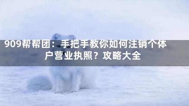 909帮帮团：手把手教你如何注销个体户营业执照？攻略大全